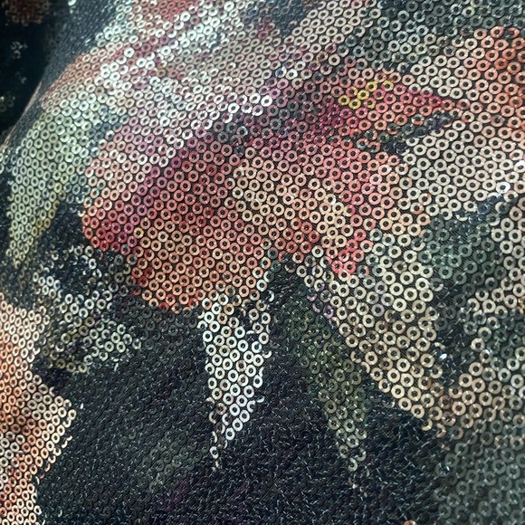 TRIBAL JEANS sexy sequin floral swing cami tank floral shiny sz M party date EUC - Picture 12 of 13